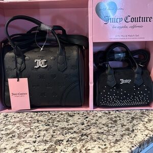 Juicy Couture Black Mini Bag Set with Silver Accents